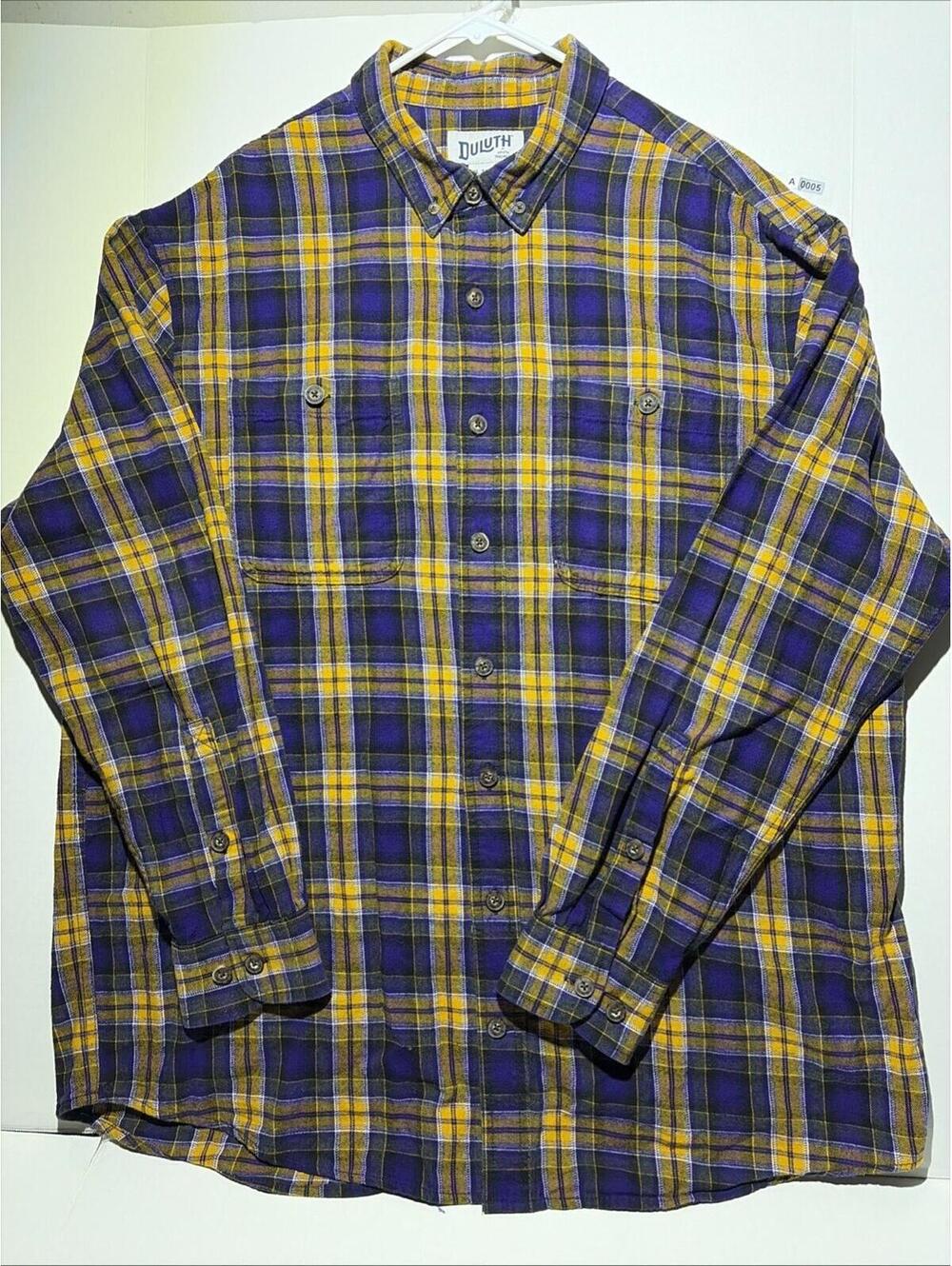 Duluth Trading Co Long Sleeve Shirt Mens XL Tall Relaxed Plaid Flannel Vibrant